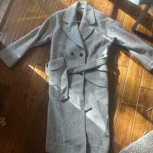Gray Double-Breasted Women's Wool Coat
